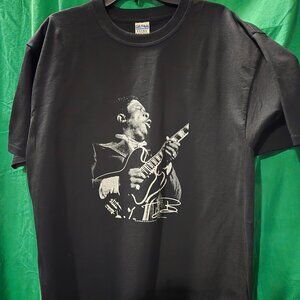 Vintage Gildan Mens BB King Graphic Crew Neck T-Shirt Short Sleeve Size 2X Black